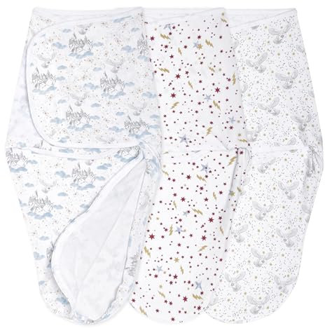 aden + anais, Baby-Wickeltuch aus Baumwolle, für Neugeborene, tragbar, 3 Stück, Mehrfarbig, Harry Potter, 0–3 Monate
