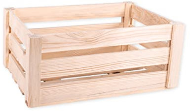DECOCRAFT Rustic Wood Crates for Storage, Display, and Organisation, Classic Milk Crate or Solid Wooden Box, Vintage DIY Boxes, Natural Pine Plywood Frame 27.5 x 17.5 x 12.5cm