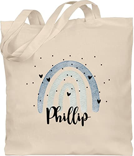 Baumwolltasche - Boho - Regenbogen Name - Unisize - Naturweiß - personalisierte stofftasche kinder stoffbeutel bohemian rainbow beutel regenbogentasche jutebeutel kita individuell bedrucken