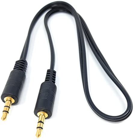 DRUT 50cm short 3.5mm to 3.5mm Stereo Audio AUX Cable Gold Connectors, Small 3 pin Jack to Jack Speaker Lead 1.6ft Black