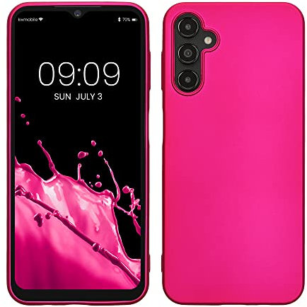 kwmobile Case kompatibel mit Samsung Galaxy A14 5G Hülle - Schutzhülle aus Silikon metallisch schimmernd - Handyhülle Metallic Pink