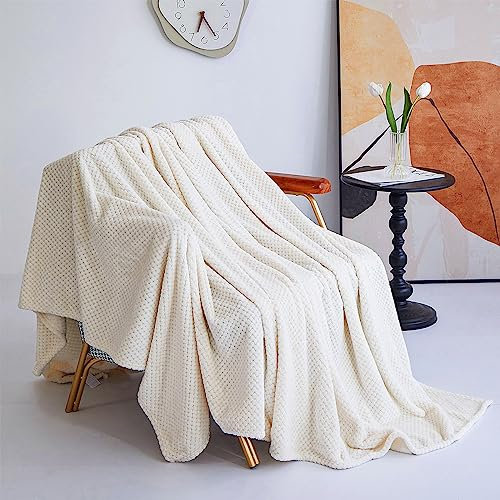 Ouinne Kuscheldecke 150x200 cm Flauschig Decke Fleecedecke Sofadecke, Wohndecke Warm aus Mikrofaser, Decke Couch Blanket, Sofa überwurfdecke Beige