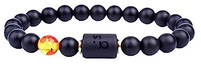 12 Sternzeichen-Armbänder – Perlen-Paar-Armband, Natürlicher Schwarzer Onyx-Stein, Elastischer Anhänger, 12 Sternbild-Sternzeichen-Armband Für Damen Und Herren, Geburtstagsgeschenk, Steinbock,