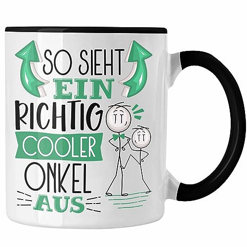 Trendation - Onkel Tasse Geschenk So Sieht Ein RIchtig Cooler Onkel Aus Geschenkidee Lustiger Spruch Geburtstag Becher Kaffeetasse Bester Onkel (Schwarz)