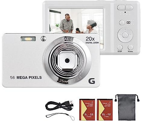 Andoer 2.7-inch TFT Portable Digital Camera 56MP 4K Ultra HD 20X Zoom Auto Focus Self-Timer Face Detection Anti-shaking with 2pcs Batteries Hand Strap Great Gift for for Kids Teens