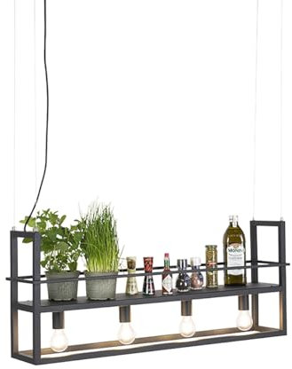 Qazqa Smart Esstisch led Modern Pendelleuchte, Pendellampe - Cage Rack - Schwarz, 2700K - 6500K, dimmbar, 4-flammig, 101.5cm, Ideal als Esszimmerlampe, Küche lampe und