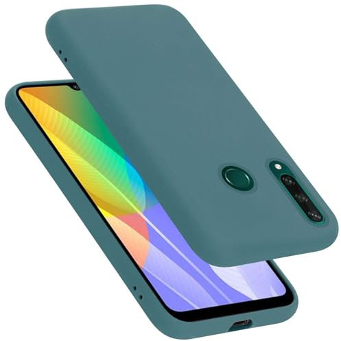 Cadorabo Hülle kompatibel mit Huawei Y6P Hülle Silikon Handyhülle für Y6P Case aus flüssigem Silikon- Kratzfeste und stoßfeste dünne TPU Schutzhülle - Liquid GRÜN