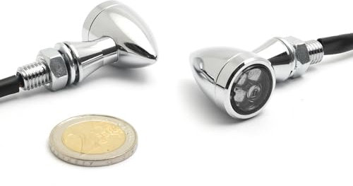 Dock66 Motorcycle Parts Micro Bullet LED 3in1 Blinker Rücklicht Bremslicht, Chrom, E-geprüft, Tüv-konform, kleine super helle SMD LEDs