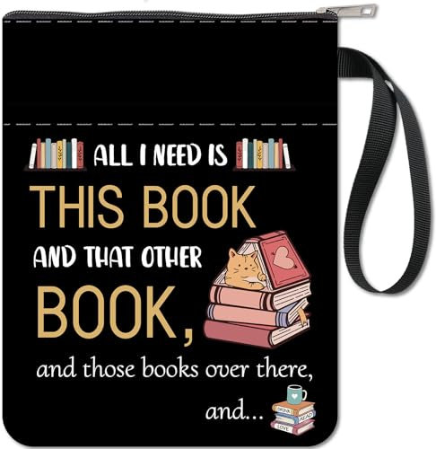 craspire Schwarze Buchhüllen, Buchschutz, Buchumschläge Für Taschenbücher, Waschbarer Stoff-Buchumschlag Mit Reißverschluss Und Zusätzlicher Ärmeltasche Für Bücherliebhaber, Klassenkameraden, Freunde