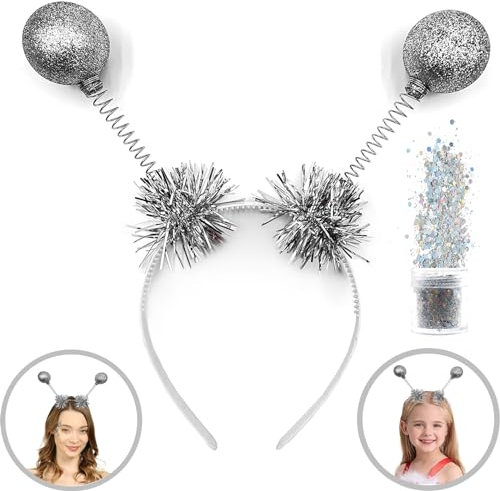 QUANMAITONG Silberrahmen-Farbfolie Alien Haarreif,Alien Kostüm Damen Ancient Aliens Haarreifen Männer,Haarreif Sterne Astronaut Kostüm Kinder Für Halloween Karneval Maskerade (Haarreif+Farbfolie)
