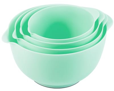 BoxedHome Green Mixing Bowl Set Plastic Salad Bowl Non-Slip Stackable Serving Bowls for Kitchen 4-Piece Mixing Bowl Set