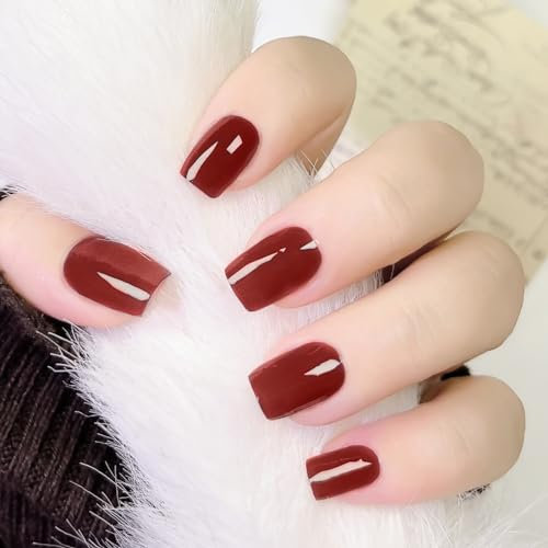 Ceboic 20PCS Bandes d'ongles en Gel Semi Durci, Français Vin Rouge Autocollants Ongle Gel UV, Longue Durée Enveloppes à Ongles en Gel, Auto-adhésifs Nail Stickers pour Femme Fille Nail Art