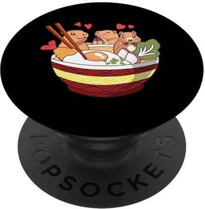 Kawaii Anime Capybara Plush Pets Ramen Noodles Bowl Japanese PopSockets Swappable PopGrip