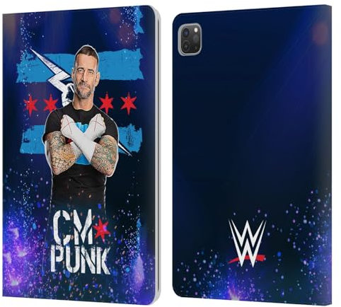 Head Case Designs Licenza Ufficiale WWE Ritratto CM Punk Custodia Portafoglio in Pelle Compatibile con Apple iPad PRO 11 2020/2021 / 2022