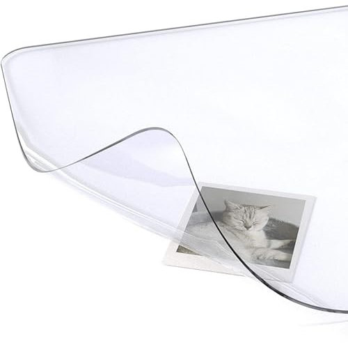 1mm Impermeabile Tovaglia trasparente,Pellicola per Tovaglia Trasparente per Tavolo,Protettiva per Tavolo Facile da Pulire,40x160cm,80x140cm,100x240cm,180x180cm,Per Desktop in legno,Armadi,Ufficio. (