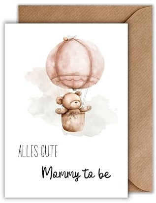 WBdesignz Mutterschutz Karte mit Umschlag - schöne Glückwunschkarte zur Geburt “Alles Gute Mommy to be” süße Geschenkkarte Schwangerschaft Abschiedskarte Babypause Geburt Kollegin Babyparty (DIN A6)