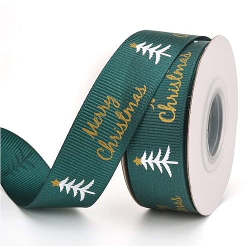 Christmas Ribbon for Gift Wrapping,Red Merry Christmas Ribbons for Crafting,9M Grosgrain Wrapping Satin Ribbon Christma Gifts Wrap Ribbons Roll for Xmas Party Decorations Cake Cards Tree