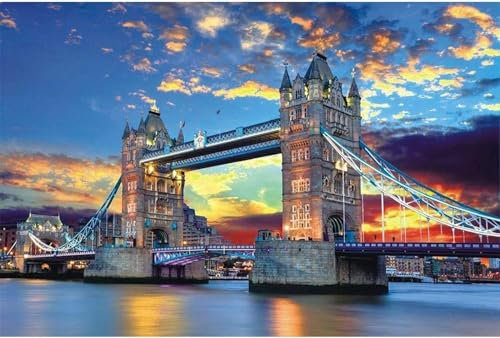 1000 Piece Puzzles for Adults Jigsaw Puzzles for Adults London Tower Bridge Puzzle Difficult and Challenging26x38cm