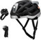Oshhni Smart Fahrradhelm Männer Frauen Abnehmbares Futter Beleuchtung Reithelm Fahrradhelm für Klettern Biker Outdoor, Schwarzgrau