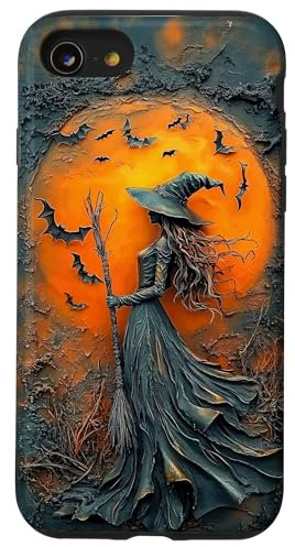 Witch Silhouette with Full Moon and Bats - Halloween Case for iPhone SE (2020) / 7 / 8