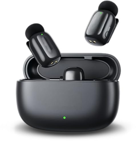 Zunate Lavalier Microphone for YouTube Live Streaming, Noise Cancelling Bluetooth Mini Microphone with Charger Box, Portable Tiny Microphone for Singing Interview