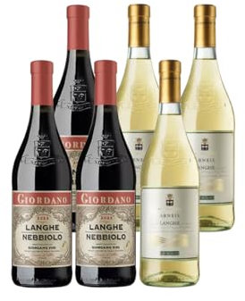 GIORDANO VINI Box Langhe Vino Arneis e Nebbiolo DOC 2022 - Selezione di due Vini Pregiati Piemontesi, Vino Rosso, Vino Bianco, 2 Bottiglie da 75 cl