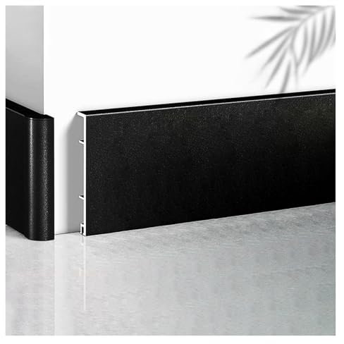 Plinthe Moulure de plinthe noire pour la gestion des câbles, Plinthe de sol en aluminium imperméable et découpable pour la maison, la cuisine et le balcon, Large 4 5 6 8 10 cm(W 1-3/5 in (4cm),L 60cm(