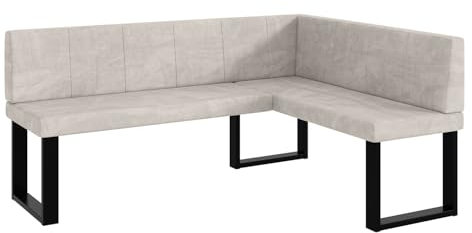 MEBLINI Eckbank für Esszimmer - Küchenbank - Essecke - Sitzecke Küche - Peter - U-Beine 128x168x87cm Rechts - Beige Samt