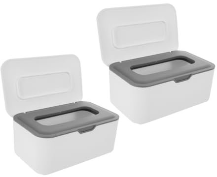 GARVALON 2stücke Feuchttücher Boxen Mit Deckel Wiederverwendbare Aufbewahrungsbehälter Für Feuchttücher Tragbare Wischspender Für Zuhause Büro Und Auto