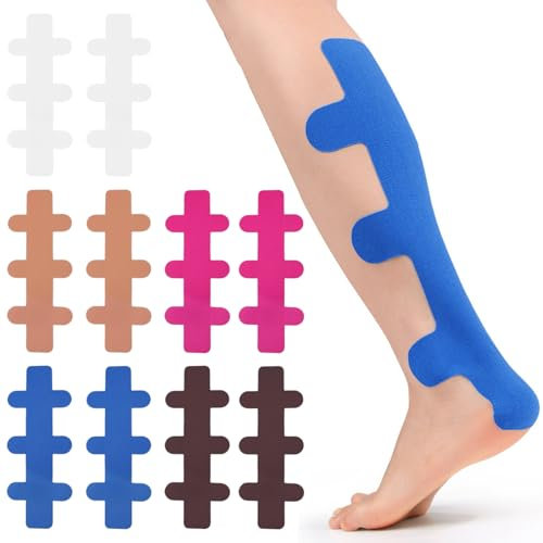 10Pcs Achillessehne Bandage Kinesiotapes Vorgeschnitten Kinesio Tapes Physio Tape Cure Tape Sport Tapeband Hautfreundlich Wasserfestes Kinesiotape Elastisches Muskelzerrungen Vorzubeugen(5 Farben)
