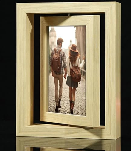Ayoiow Fotorahmen 15x10 cm Weißeiche Holz Photo Frame für Jubiläum Fotorahmen Tisch