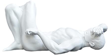 jojomis Europäische Statue aus glasiertem Harz, denkender Mann, , Heimdekoration, Geschenk, Weiß, 19,5 x 14,5 x 9 cm