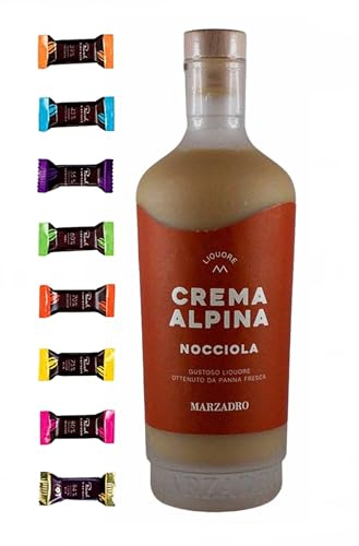 Marzadro Crema Alpina Nocciola Haselnuss Likör + 8 Edelschokoladen in 8 Sorten Genießerset Männergeschenke Geschenkset Frauengeschenke