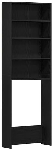 vidaXL Washing Machine Cabinet Black Oak 64 x 24 x 190 cm, Modern Rectangular Washing Machine Cabinet, Efficient Storage Unit, Contemporary Design for Organized Laundry Room Use