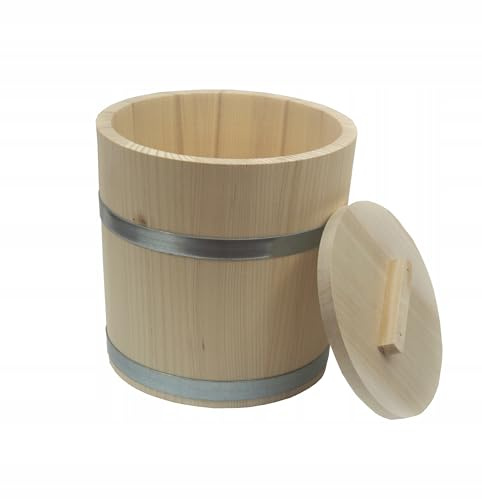 PEEWIT Secchio Contenitore in legno con coperchio per decapaggio cavolo 10L