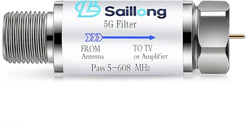 Saillong - Filtro LTE per Antenna TV, Segnale 4G 5G LTE per Ridurre Interferenze e Pixelizzazione per una Ricezione TV Digitale Chiara, Gamma di Frequenza 5-608 MHz, Installazione Interna Esterna (1
