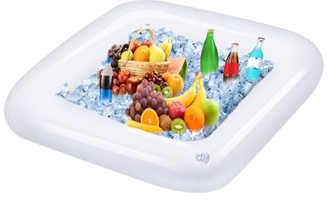 Weißes Serviertablett – aufblasbarer Getränkekühler, Tisch-Serviertablett | für Getränke, Getränkehalter, schwimmende Getränke, Salat, Servierbar, Cocktail-Serviertisch für Terrasse,
