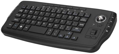 WHcmGSVNV Wireless Keyboard With Trackball Mouse Scroll Wheel Remote Control 2.4GHz Compatible With Android TV BOX TV PC Notebook(Black)