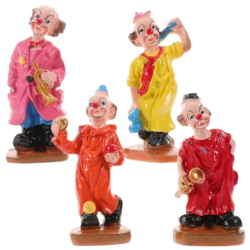 Toddmomy Clown-Figur Dekoration 4Er Set Miniatur Clown-Ornamente Aus Resin Bunte Clownfiguren Deko FüR SandkastenzubehöR Schreibtisch Kinderzimmer Und Garten