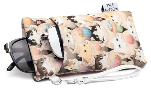 Face Shadow Brillenetui Weich für 2 Brillen Damen Herren Sonnenbrille Etui | Brillentasche mit Schnappverschluss, Sunglasses Glasses Case, mit Brillentuch, Brillenschutz