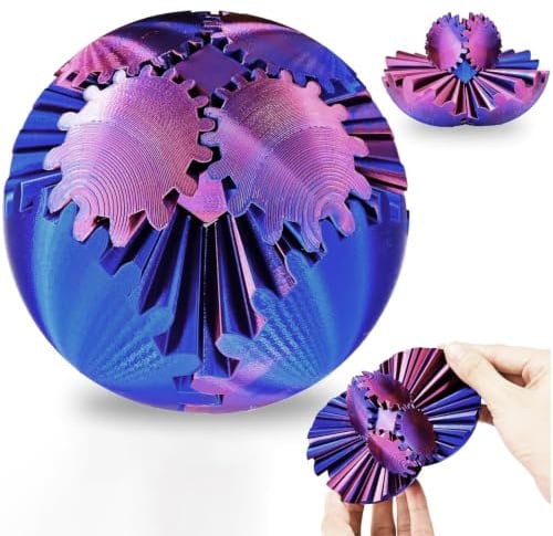 BUKLUKE 6,5 cm Gear Ball 3D Gedruckte Zahnradball Spielzeug Sensorische