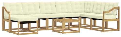 vidaXL Outdoor-Sofagarnitur mit Kissen 9 pcs Weiß und Creme, Modernes Garten-Sofa-Set, wetterfeste Möbel, strapazierfähige Couch, perfekte Sitzgelegenheit am Pool