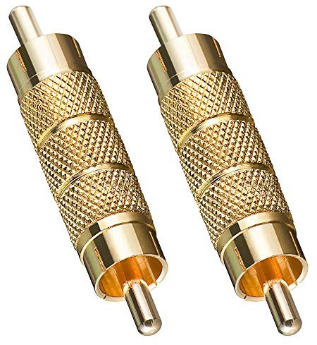 BestPlug 2 Stück RCA Audio Video Adapter Verbindungsstück, Cinch Stecker auf Cinch Stecker vergoldet, Metallausführung