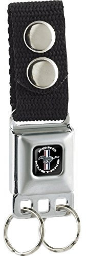 Buckle-Down Unisex Keychain-Ford Mustang Tri-bar Logo Black/White/Silver/Red/Schlsselanhnger, Mehrfarbig, One Size