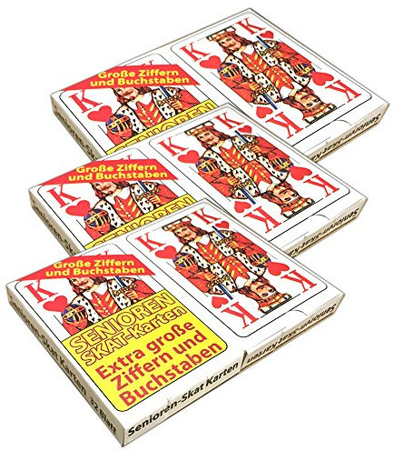 HAC24 3 Packungen Senioren-Skat 2X 32 Spielkarten Skatblatt Skatkarten Skatspiel