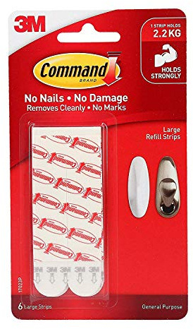 Command Refill Strips, Large, White, 6-strips (17023p-es) 4-Pack white