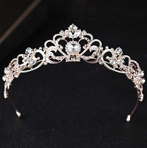 Tiare Couronne Cheveux Ornement Coiffure De Mariée Rétro Fleur Tête Féminine Cerceau Cheveux Accessoires De Robe Simple Noble Délicat Élégant Décoration Photographique, Or Rose