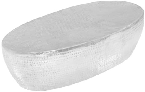 vidaXL Couchtisch Silber gehämmert 100 x 50 x 28 cm Aluminium