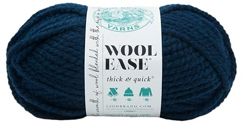 Lion Brand Yarn Wool-Ease dickes und schnelles Garn, weiches und sperriges Garn zum Stricken, Häkeln und Basteln, 1 Knäuel, Petrol