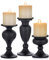 Sziqiqi 3er Set Kerzenleuchter Kerzenständer Schwarz Vintage Kerzenhalter Windlichthalter aus Metall Kerzenhalter für Stumpenkerzen, Kerzenständer Dekoration für Hochzeit Party, Klein+Mittel+Groß